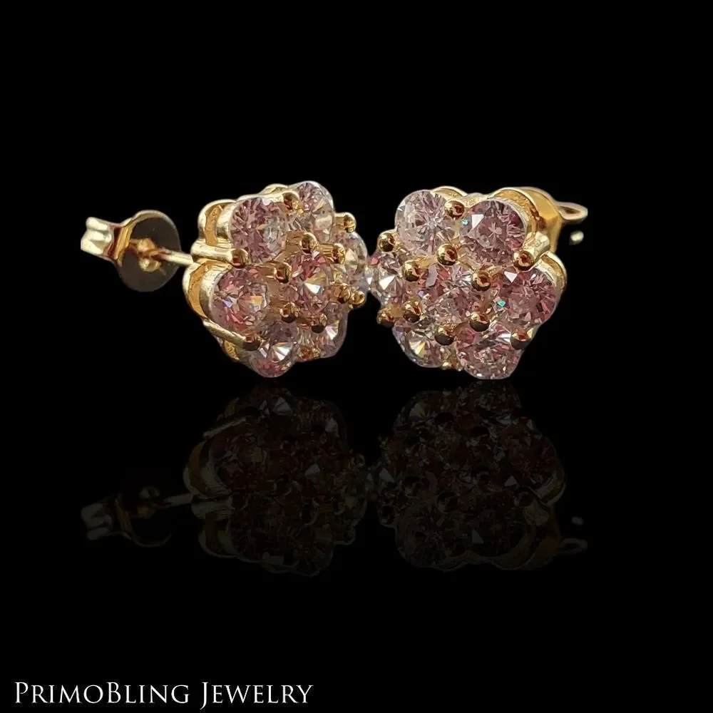Gold Flower Cluster Earrings
